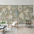Symbolic, Blue & Beige Mural Wallpaper - room preview 03