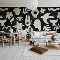 Symbolic, Black & White Mural Wallpaper - room preview 03