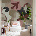 Silent Conversation, Pink & Red Mural Wallpaper - room preview 03