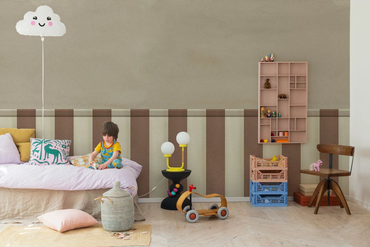 Striped Panel, Brown Mural Wallpaper - room preview 03