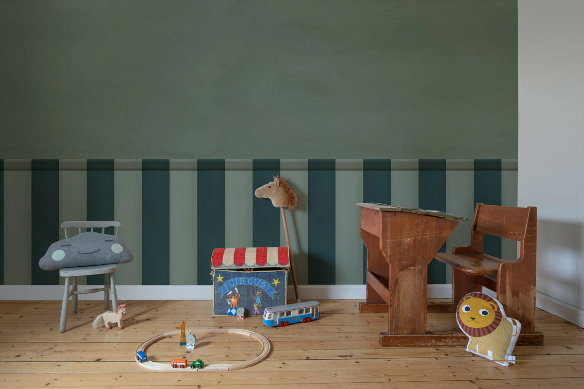 Striped Panel, Green Mural Wallpaper - room preview 03