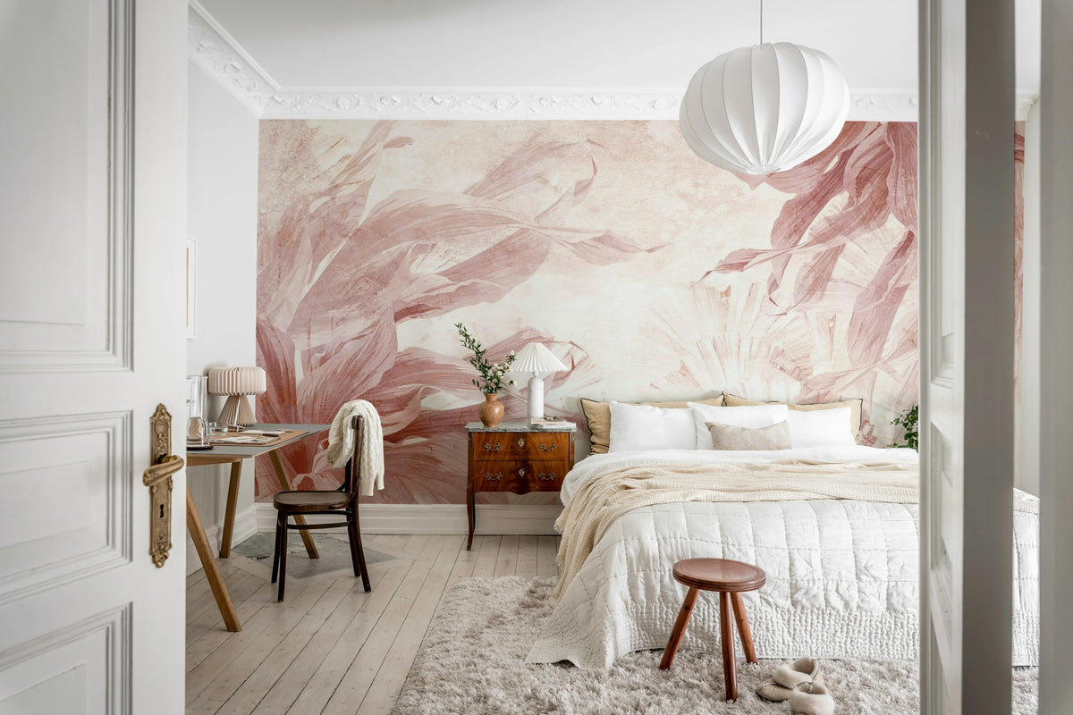 Leafy Dream, Pink Mural Wallpaper - room preview 03