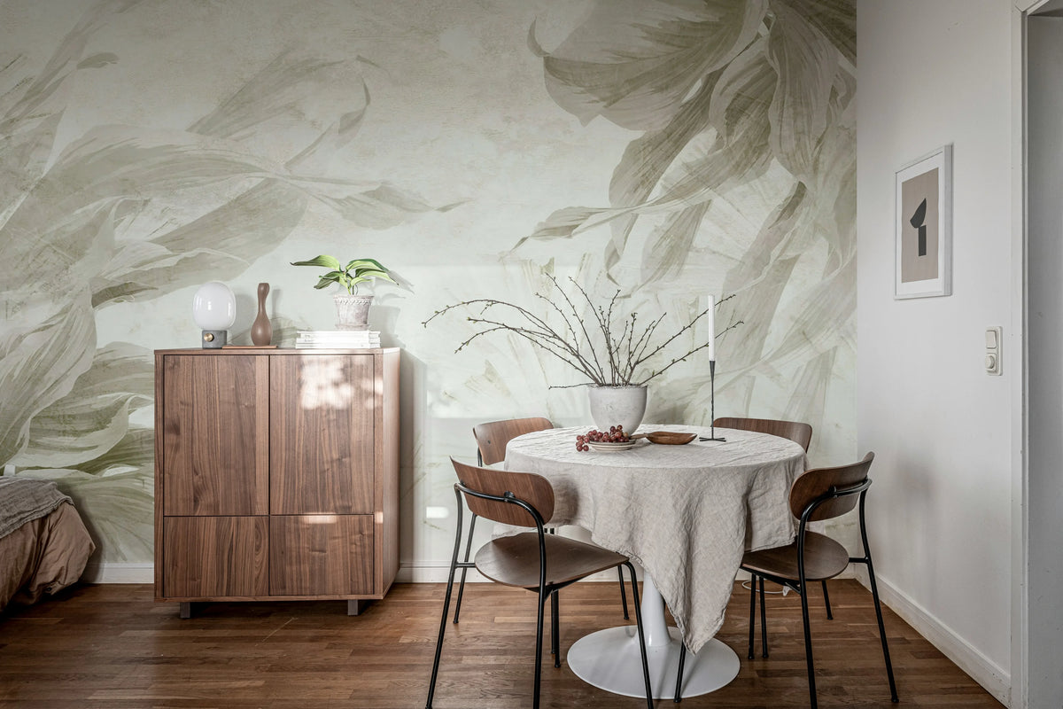 Leafy Dream, Greige Mural Wallpaper - room preview 03
