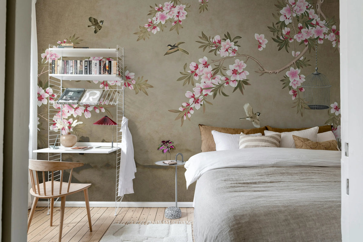 Chinoiserie Branches, Brown Mural Wallpaper - room preview 03