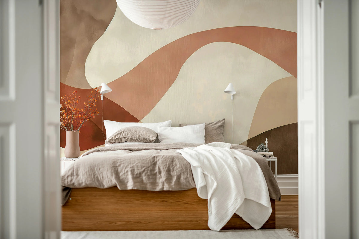 Artistic Waves, Rust Mural Wallpaper - room preview 03