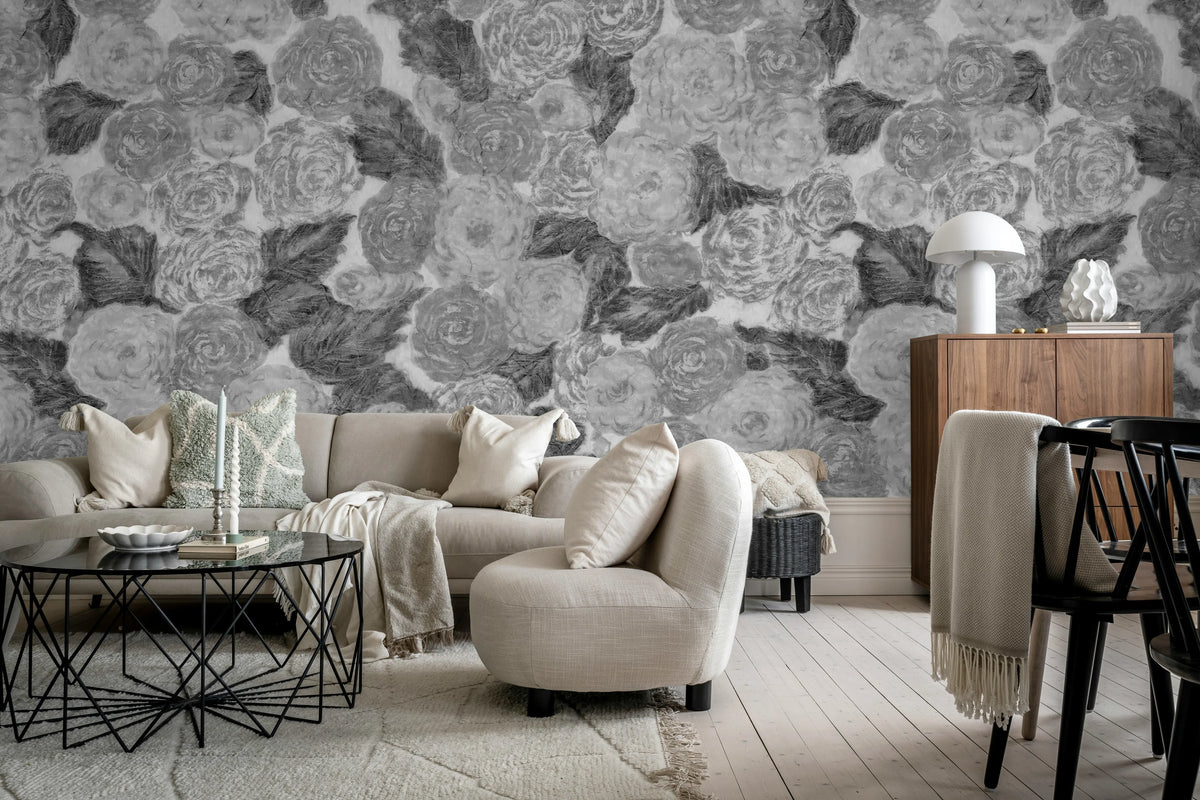 Sol Rosa, Black & White Mural Wallpaper - room preview 03