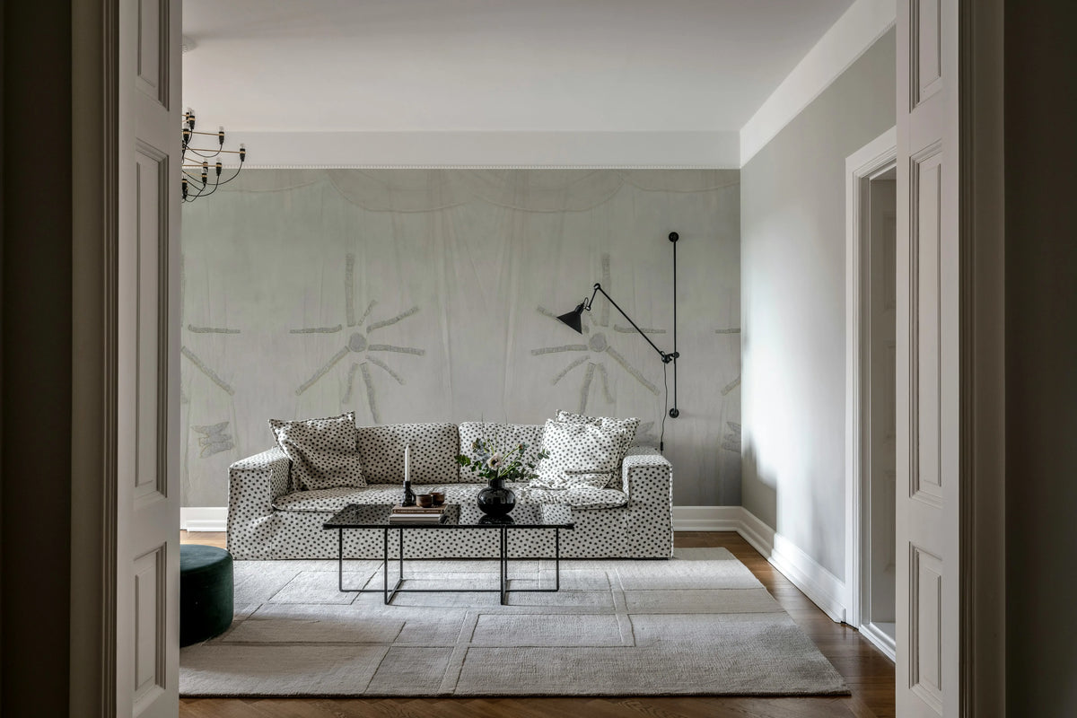 Silenzio, White Mural Wallpaper - room preview 03
