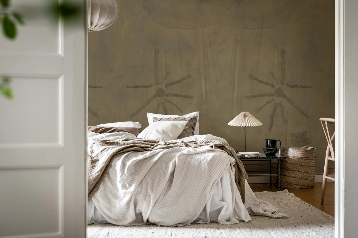 Silenzio, Dark Beige Mural Wallpaper - room preview 03
