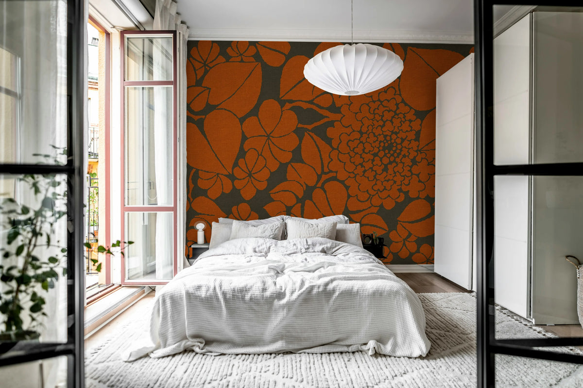 Susan, Orange Mural Wallpaper - room preview 03