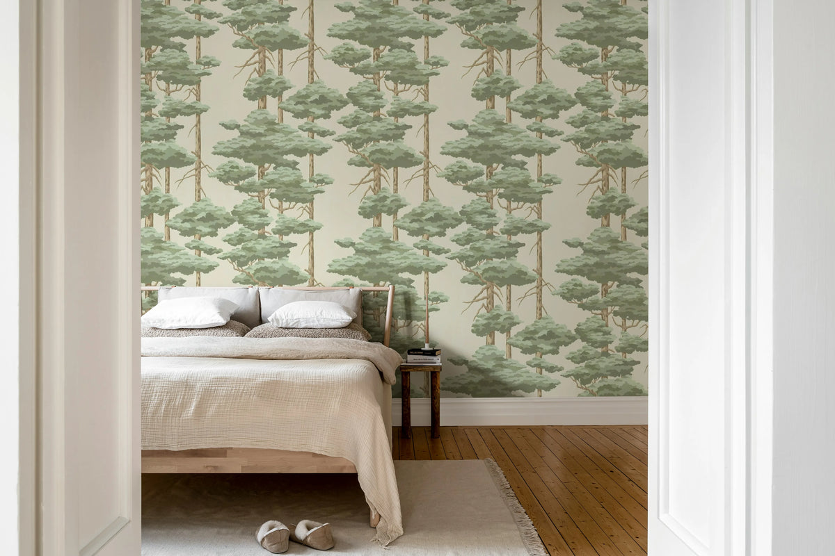 Highland Pines, Light Green Mural Wallpaper - room preview 03