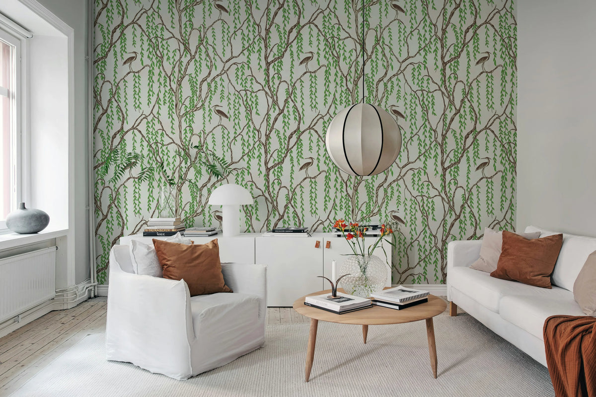 Droptree, Beige Mural Wallpaper - room preview 03