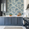 Toile Conversation, Blue Mural Wallpaper - room preview 03