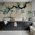 Blush of Spring, Light Blue Mural Wallpaper - room preview 03