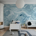 Silent Stream, Light Blue Mural Wallpaper - room preview 03