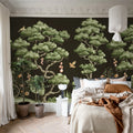 Forest Poem, Black Mural Wallpaper - room preview 03