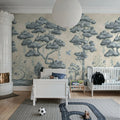 Forest Poem, Blue Mural Wallpaper - room preview 03