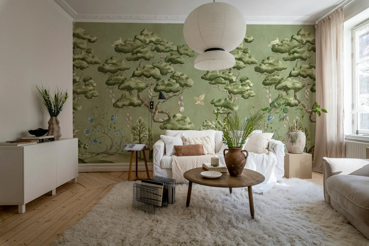 Forest Poem, Green Mural Wallpaper - room preview 03