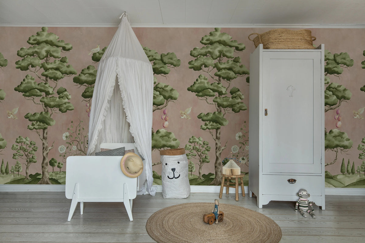 Forest Poem, Pink Mural Wallpaper - room preview 03