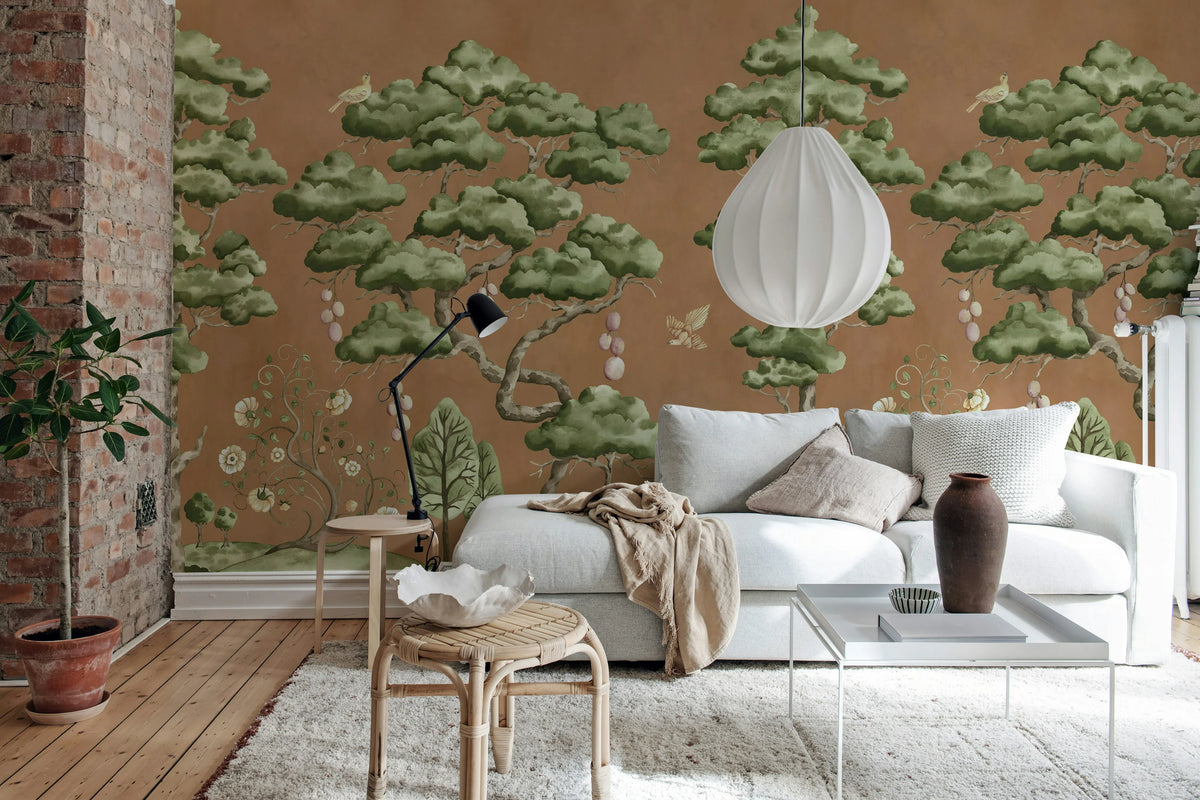Forest Poem, Rust Mural Wallpaper - room preview 03
