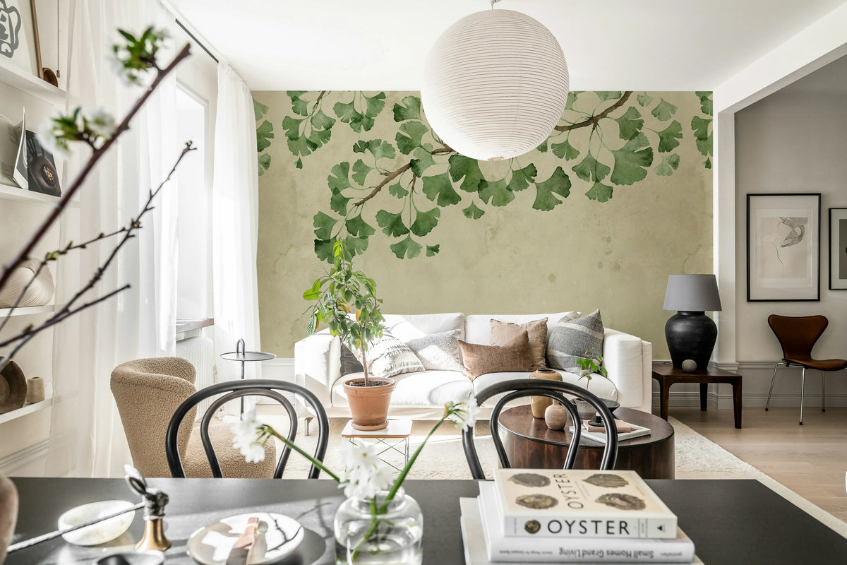 Maidenhair Tree, Green Mural Wallpaper - room preview 03