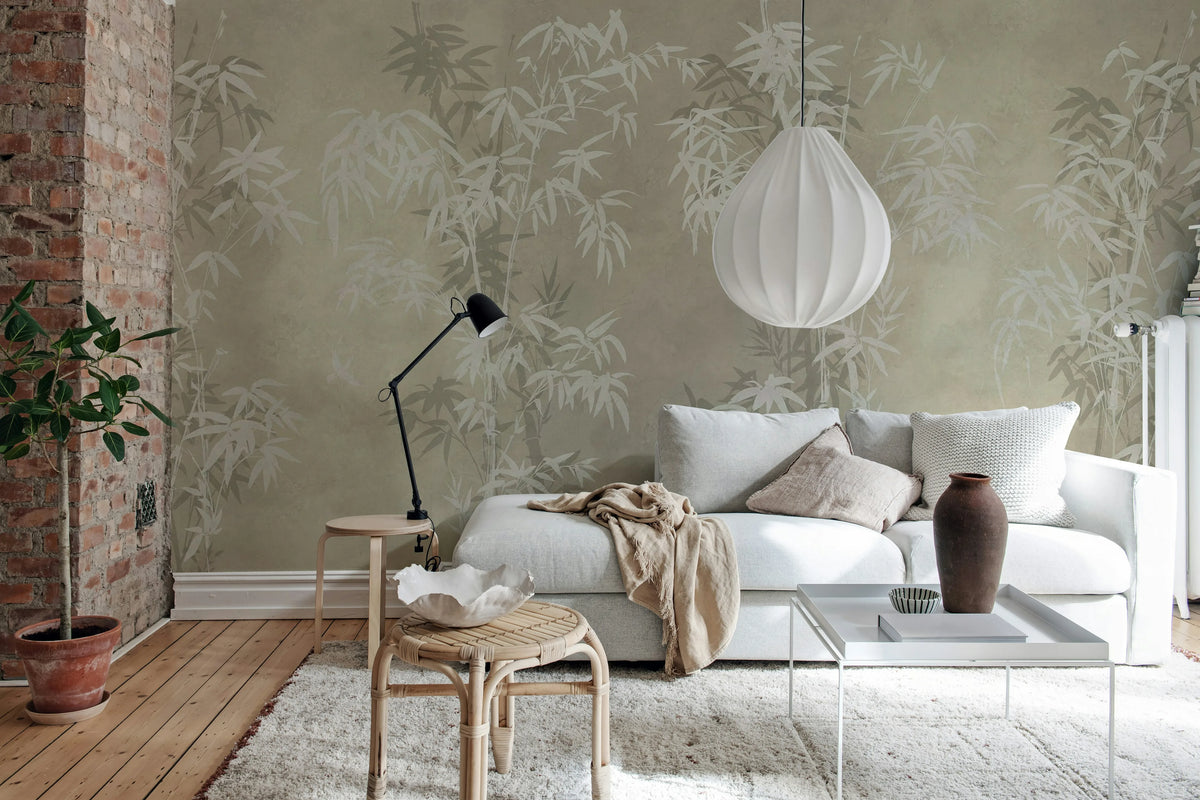 Bambusa, Beige Mural Wallpaper - room preview 03