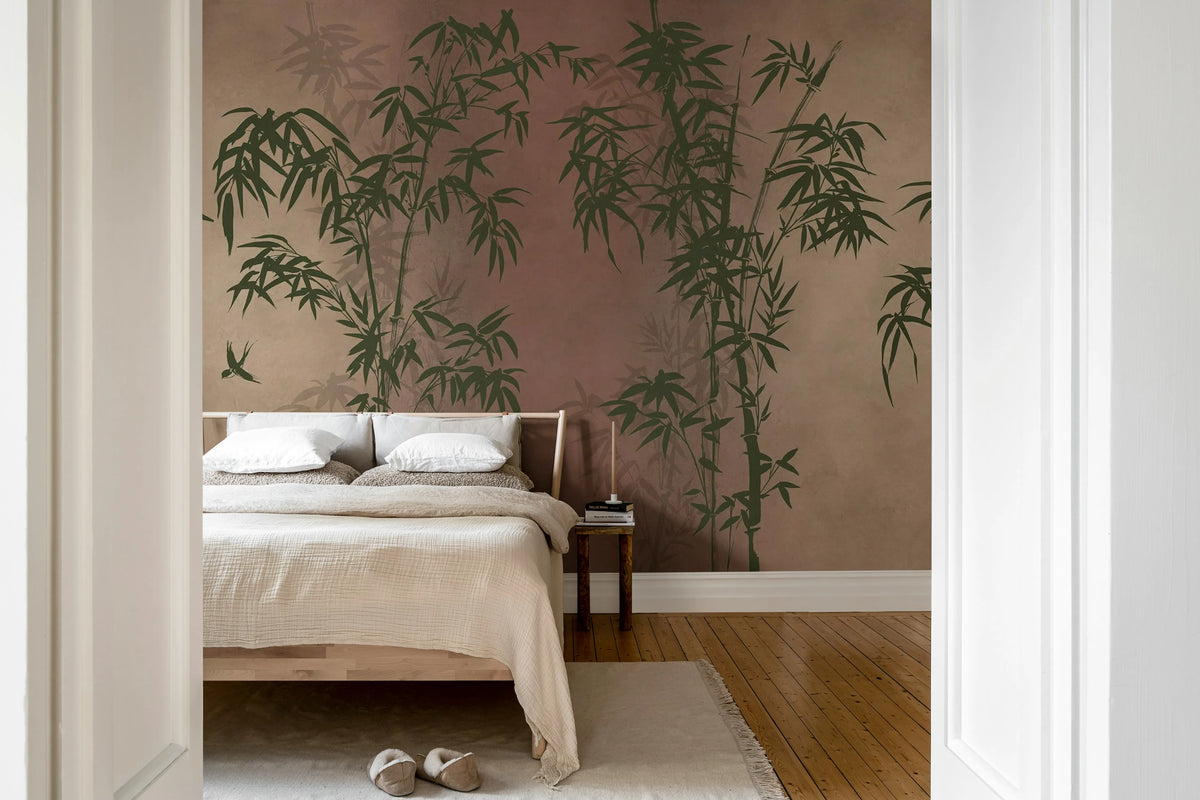Bambusa, Red Mural Wallpaper - room preview 03