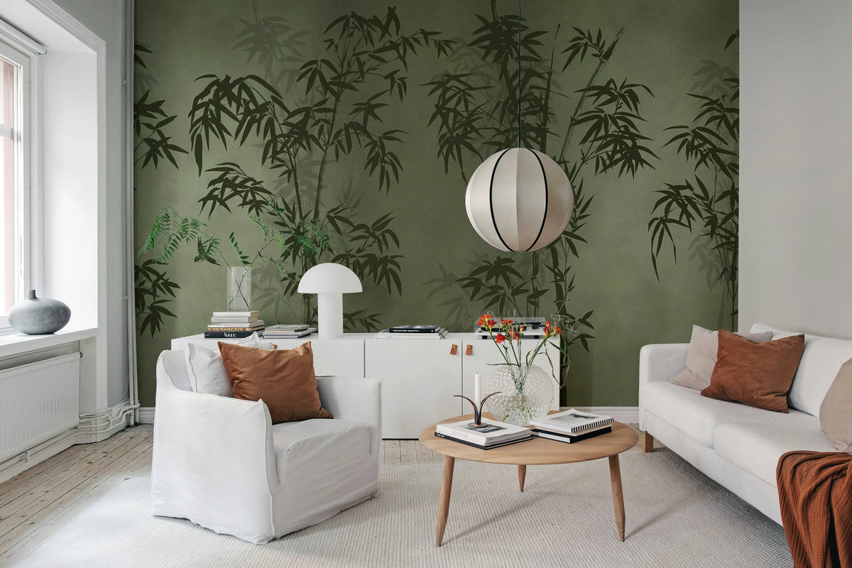 Bambusa, Green Mural Wallpaper - room preview 03