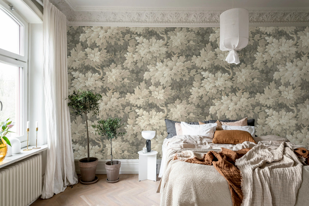 Vintage Foliage, Beige Mural Wallpaper - room preview 03