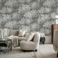 Vintage Foliage, Gray Mural Wallpaper - room preview 03