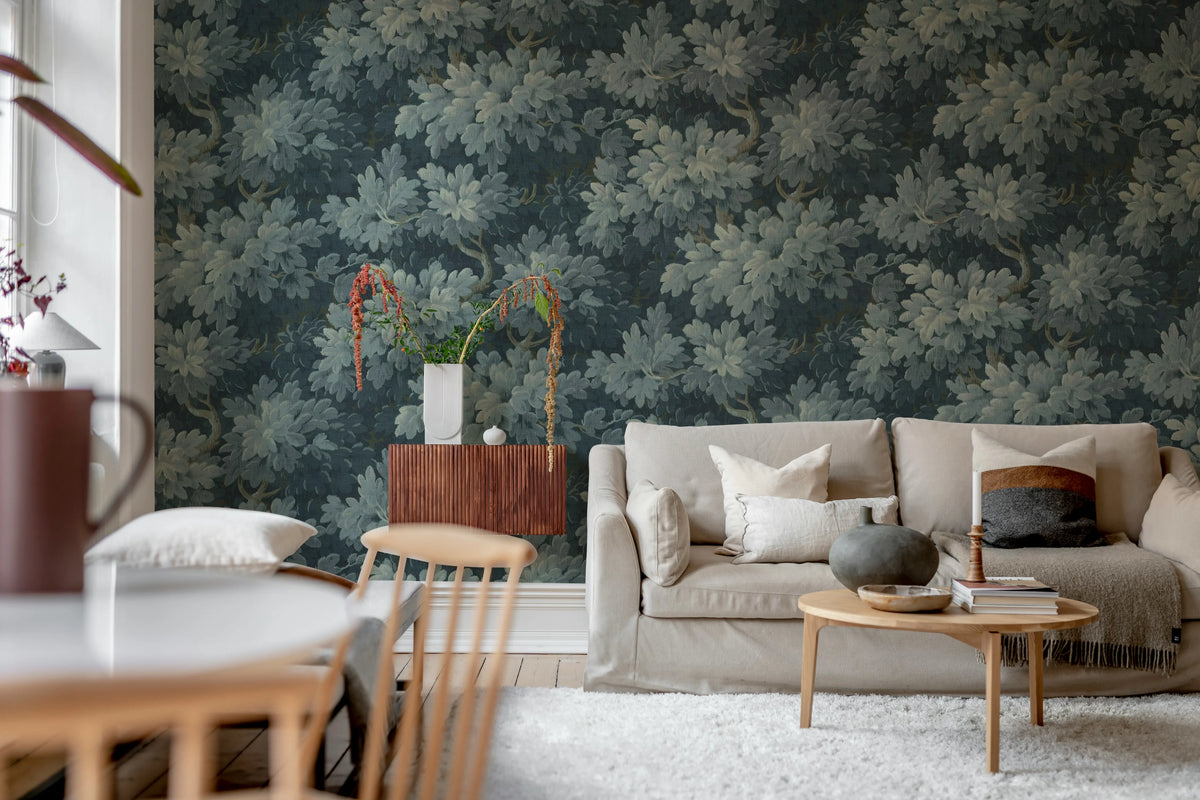 Vintage Foliage, Dark Blue Mural Wallpaper - room preview 03