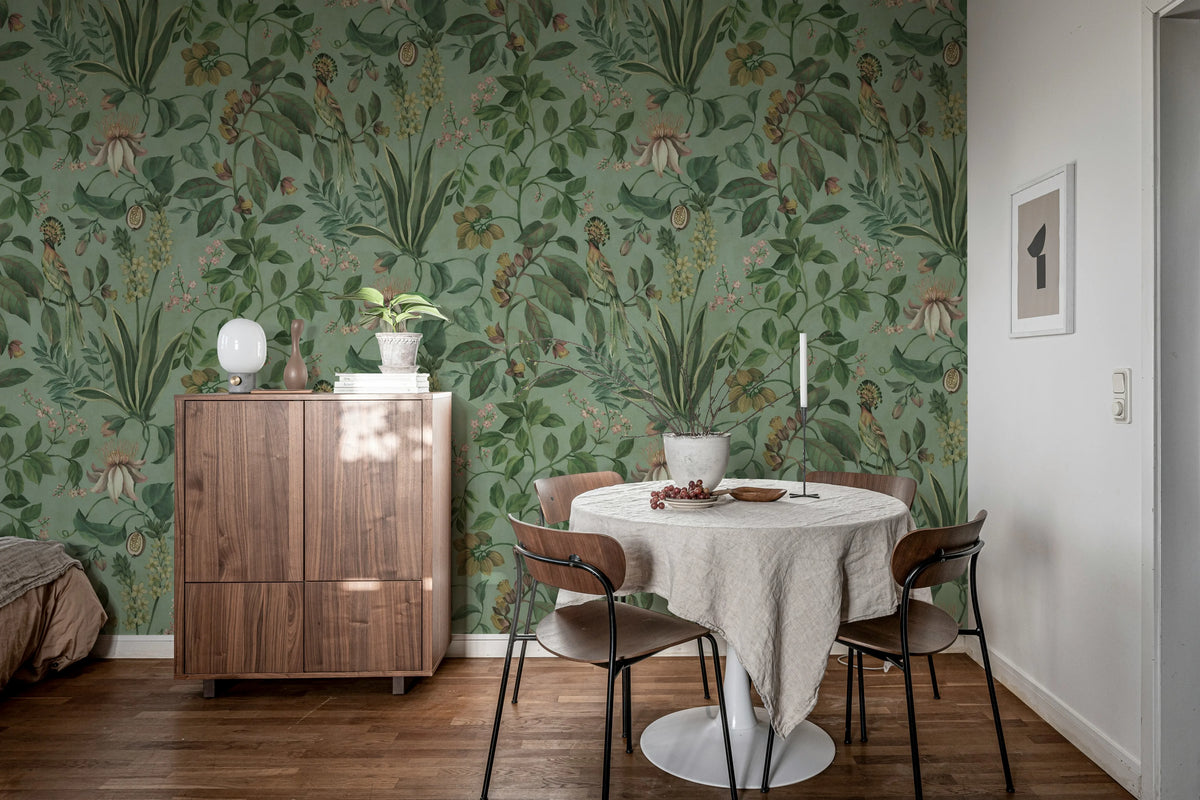 Tropical Harmony, Turquoise Mural Wallpaper - room preview 03