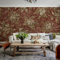 Rustic Bouquet, Red Mural Wallpaper - room preview 03