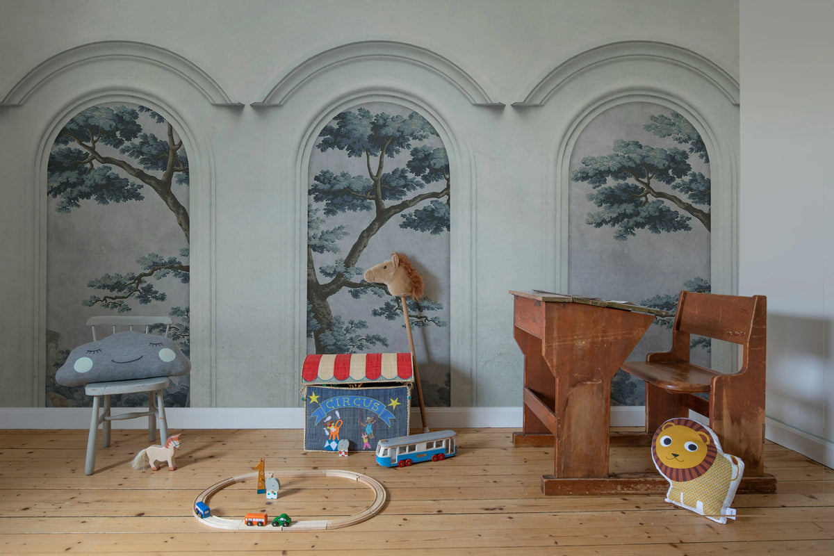 Woodland Arches, Blue Mural Wallpaper - room preview 03