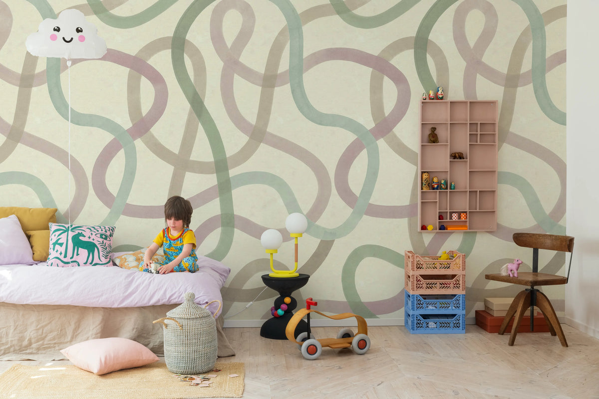 Serpentine, Pastel Mural Wallpaper - room preview 03