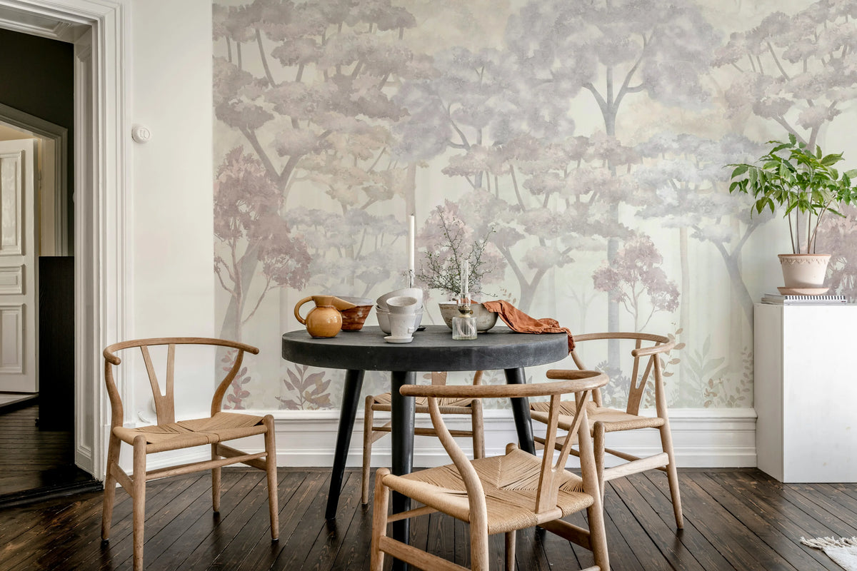 Pastel Forest, Pink Mural Wallpaper - room preview 03