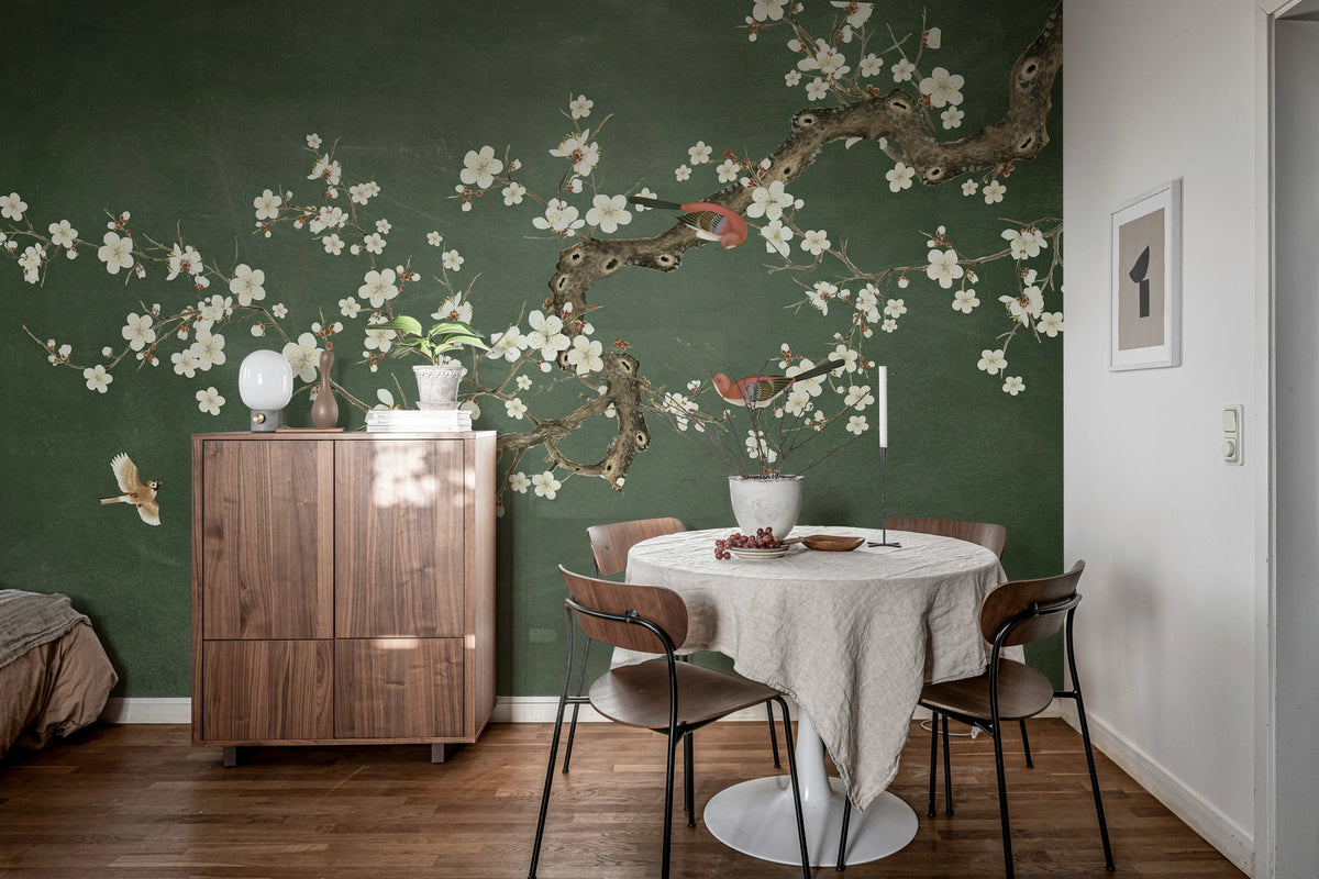 Serene Branches, Green Mural Wallpaper - room preview 03