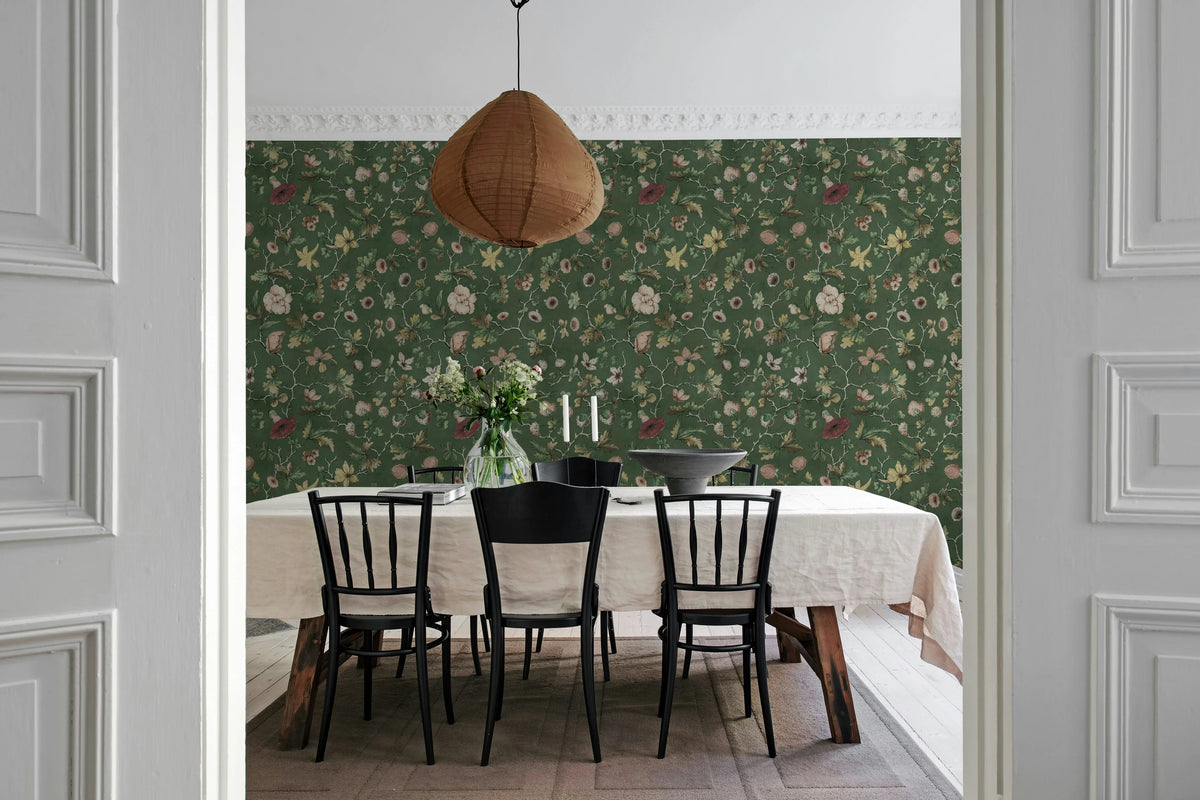 Verdant Bloom, Green Mural Wallpaper - room preview 03
