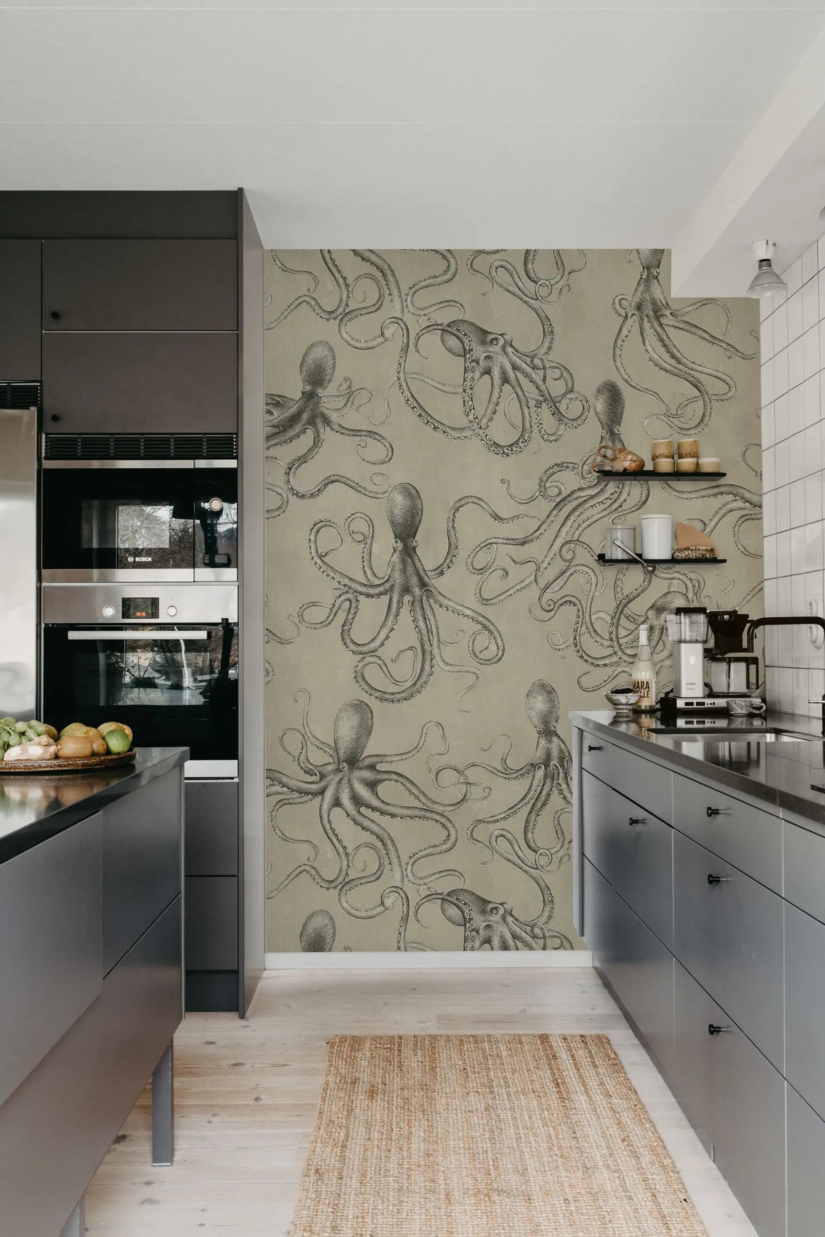 Octopus, Beige Mural Wallpaper - room preview 03