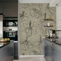 Octopus, Beige Mural Wallpaper - room preview 03