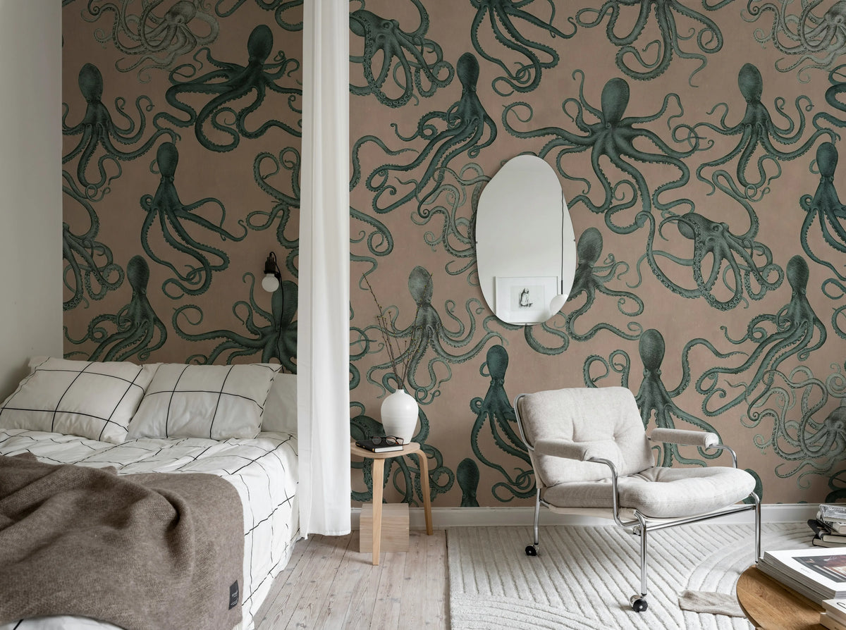Octopus, Pink Mural Wallpaper - room preview 03