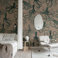 Octopus, Pink Mural Wallpaper - room preview 03