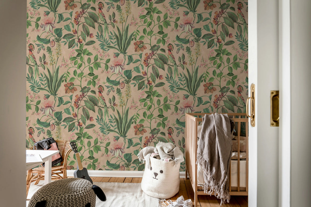 Tropical Harmony, Pink Mural Wallpaper - room preview 03