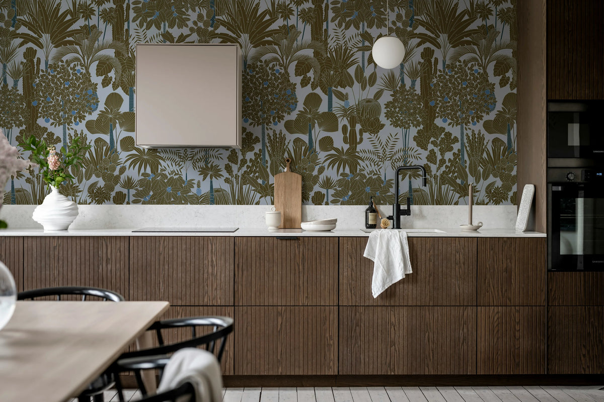 Wild Tropics, Light Blue Mural Wallpaper - room preview 03