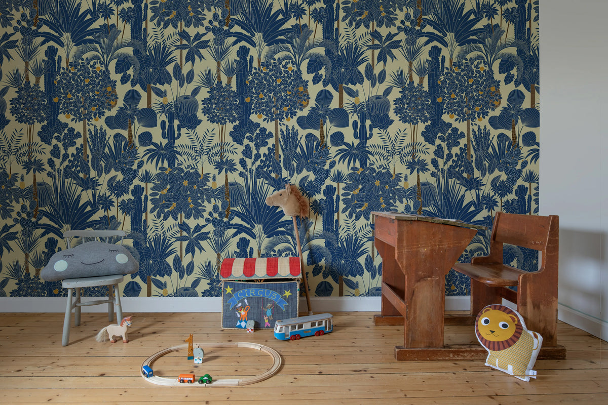 Wild Tropics, Blue Mural Wallpaper - room preview 03