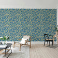 Floral Opulence, Blue Mural Wallpaper - room preview 03