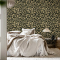 Floral Opulence, Black Mural Wallpaper - room preview 03