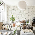 Rustic Grid, Warm White Mural Wallpaper - room preview 03