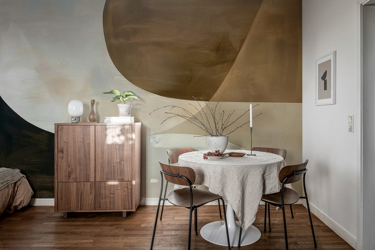 Soft Geometry, Neutral Mural Wallpaper - room preview 03