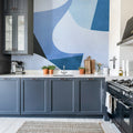 Abstract Curves, Blue Mural Wallpaper - room preview 03