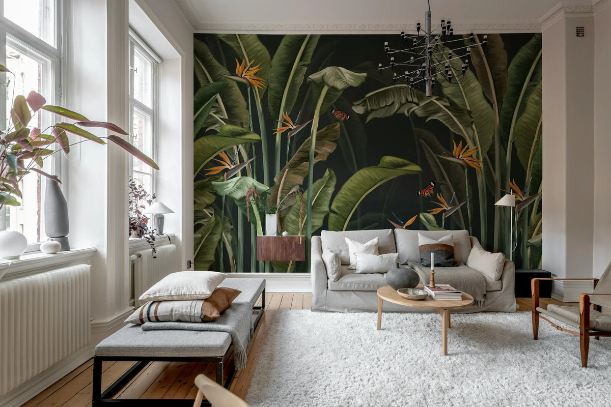 Tropical Butterflies, Night Mural Wallpaper - room preview 03